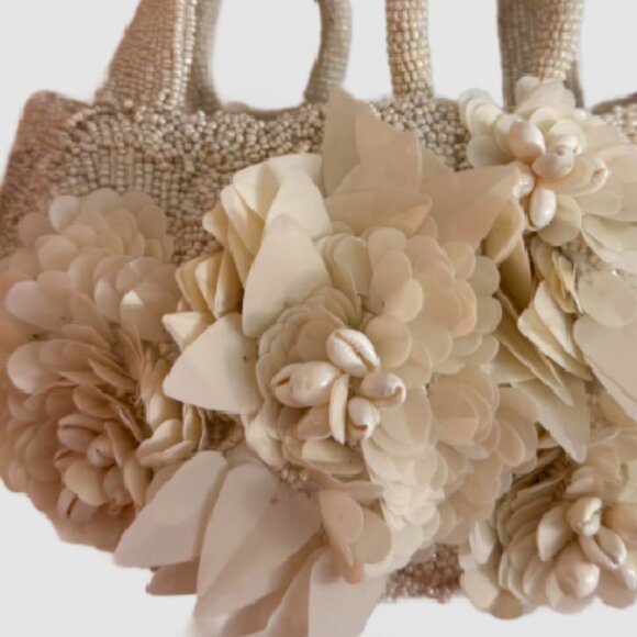 White Beaded Bag Made in India - Picture 3 of 5